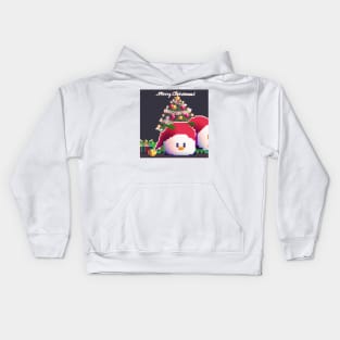 A ducks next to a christmas tree Kids Hoodie